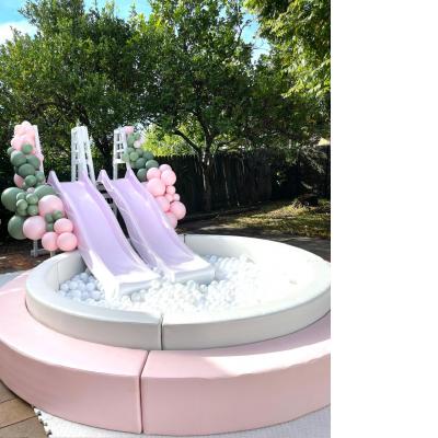 Gray, Pink or Blue Ring Round Ball Pit